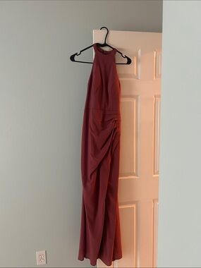 Azazie Burgundy Halter Wedding Dress
